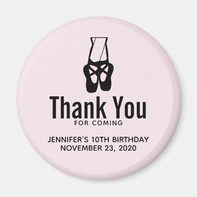 Niedliche Black Ballet Slippers En Pointe Geburtst Magnet (Vorne)