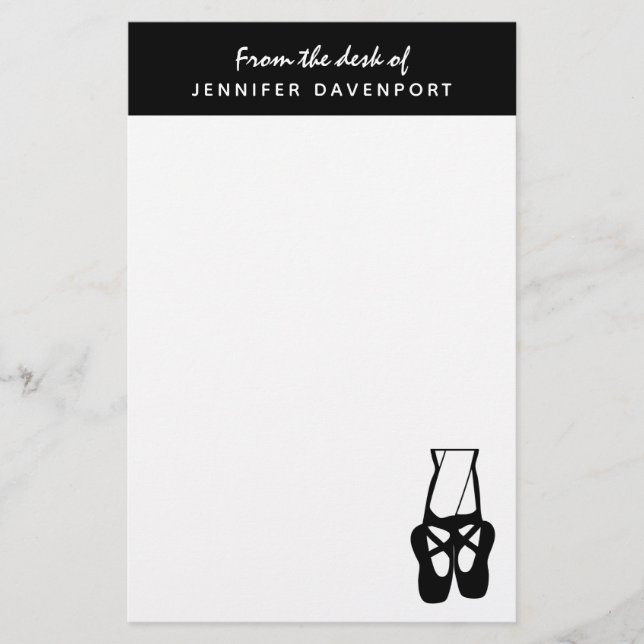 Niedliche Black Ballet Slippers und Pointe Briefpapier (Vorderseite)