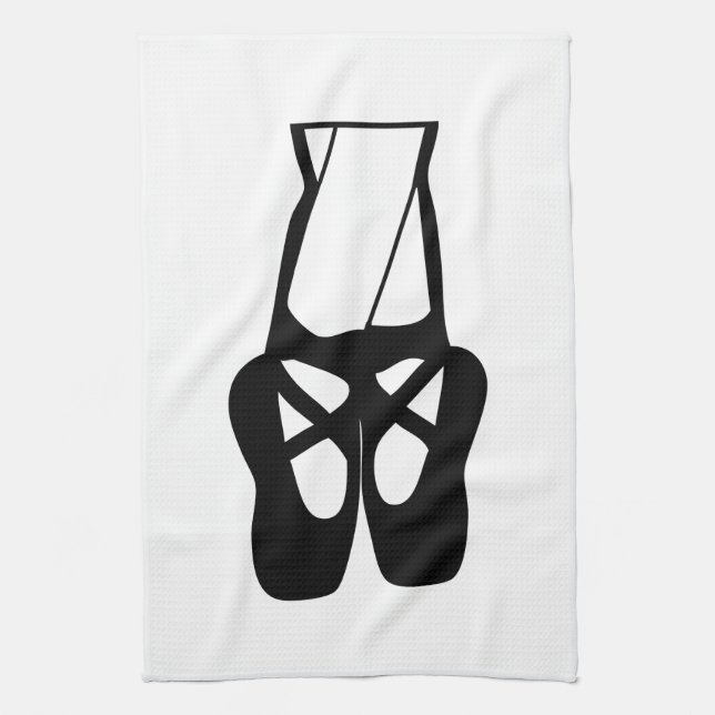 Niedliche Black Ballet Slippers und Pointe Geschirrtuch (Vertikal)