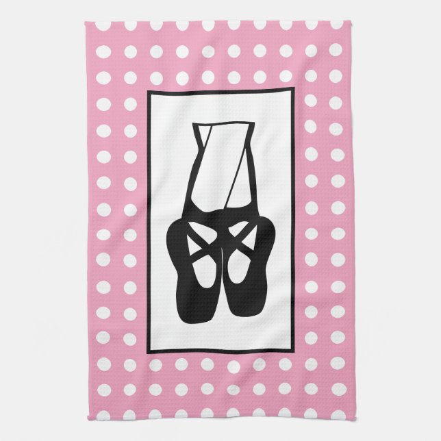 Niedliche Black Ballet Slippers und Pointe Geschirrtuch (Vertikal)