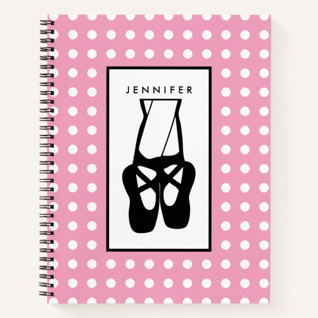 Niedliche Black Ballet Slippers und Pointe Notizbuch (Vorderseite)