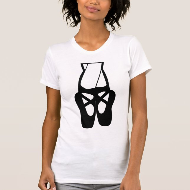 Niedliche Black Ballet Slippers und Pointe T-Shirt (Vorderseite)
