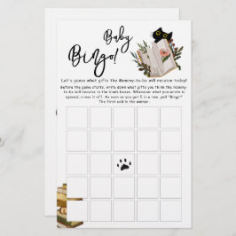 Niedliche Black Cat and Book Baby Bingo Game Flyer
