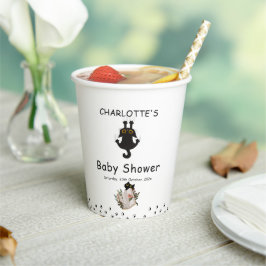 Niedliche Black Cat and Book Baby Dusche Pappbecher