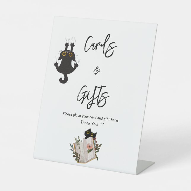 Niedliche Black Cat and Book Baby Shooting Cards & Sockelschild (Vorderseite)