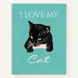 Niedliche Black Cat Custom Foto Türkis Notebook Notizbuch