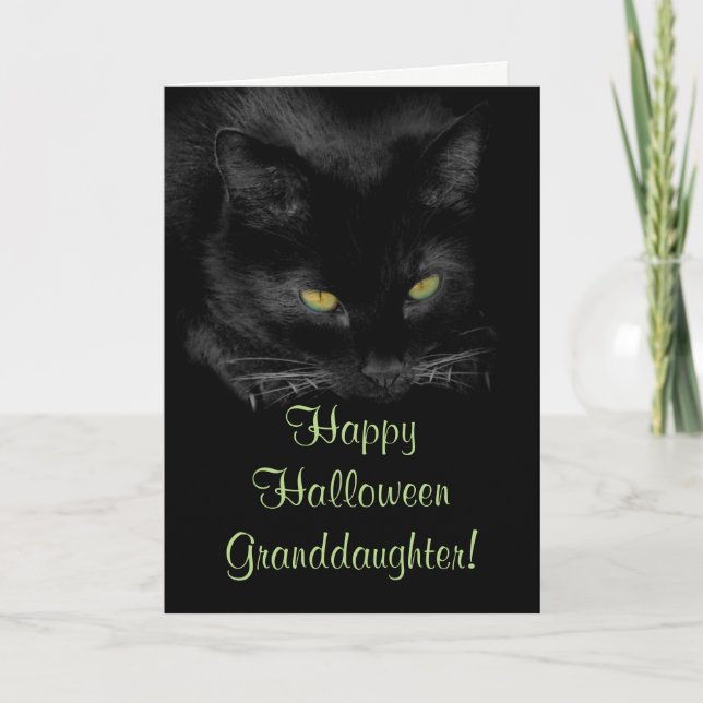 Niedliche Black Cat Halloween-Enkeltochterkarte Karte (Vorderseite)