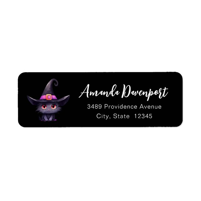 Niedliche Black Cat mit Hexenhutadresse (Vorne)