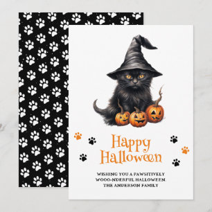 Niedliche Black Cat Pumpkins Happy Halloween Feiertagskarte