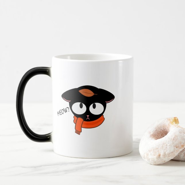 ✨ Niedliche Black Cat Tasse - Herbstfall ✨ (Mit Donut)