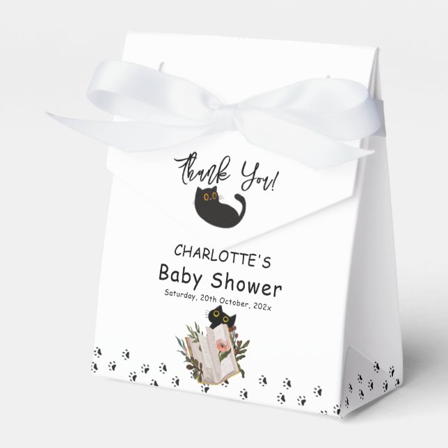 Niedliche Black Cat und Floral Book Baby Dusche Geschenkschachtel (Vorderseite)