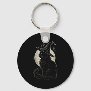 Niedliche Black Cat Witze Hat Moon Retro Coquette  Schlüsselanhänger