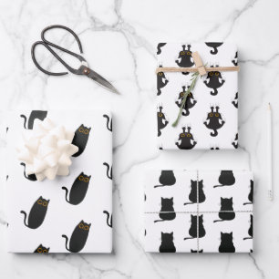 Niedliche Black Cat Wrapping Papers Geschenkpapier Set