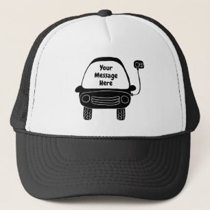 Niedliche Black Electric Car Custom Message Truckerkappe