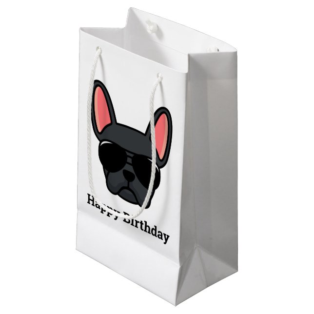 Niedliche Black French Bulldog Face Kleine Geschen Kleine Geschenktüte (Vorderseite Schrägansicht)