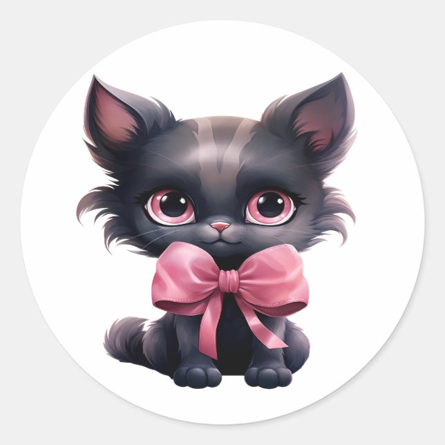 Niedliche Black Kitten Stickers (Vorderseite)