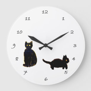 Niedliche Black Kitty Cats Große Wanduhr