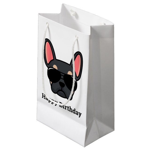 Niedliche Black Tan French Bulldog Face Kleine Ges Geschenktüte (Vorderseite Schrägansicht)