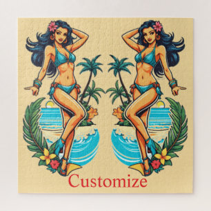 Niedliche Blackhaired Bikini Beach Girl Thunder_Co Puzzle