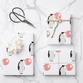 Niedliche Blase Gum Pinguin Blasen Blase Geschenkpapier Set