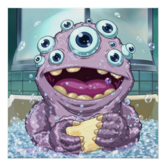 Niedliche Blase Monster Poster Wand Kunst Kinder B