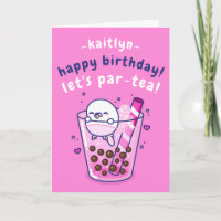 Niedliche Blase Tee Party Pun Cartoon Geburtstag