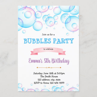 Niedliche Blasen Geburtstagsfeier Einladung