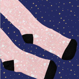 Niedliche, blassrosa Socken mit Sternen und Herz