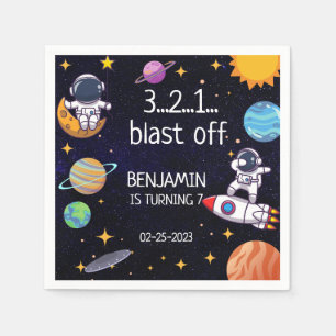 Niedliche Blast Off Thema jedes Lebensjahres Serviette