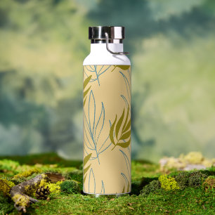 Niedliche Blätter auf rosa Muster Trinkflasche