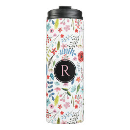 Niedliche  Blätter und Blume Botanisches Muster Thermosbecher