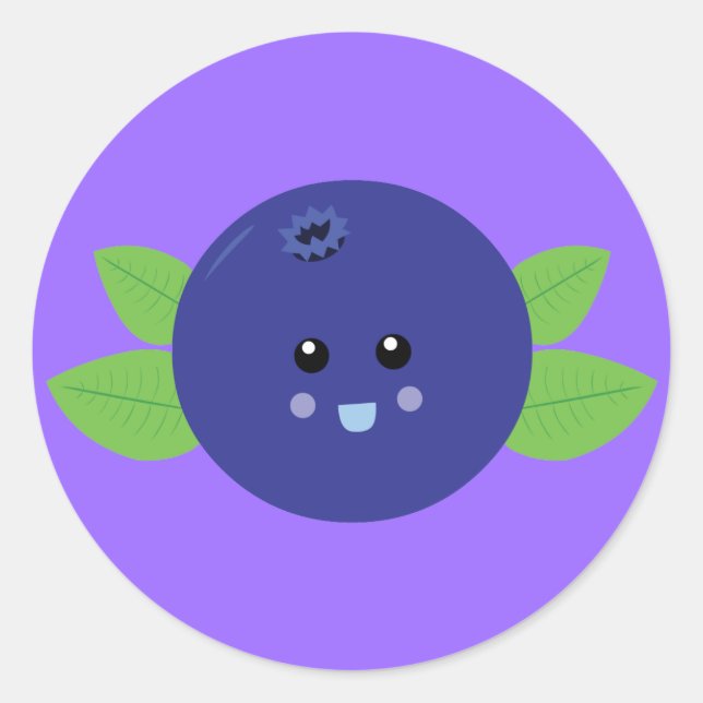 Niedliche Blaubeere Runder Aufkleber (Vorderseite)