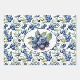 Niedliche Blaubeeren Geschenkpapier Set