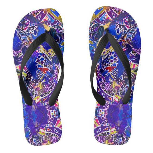 Niedliche blaue abstrakte Elemente werfen Kissen Flip Flops (Fußbett)