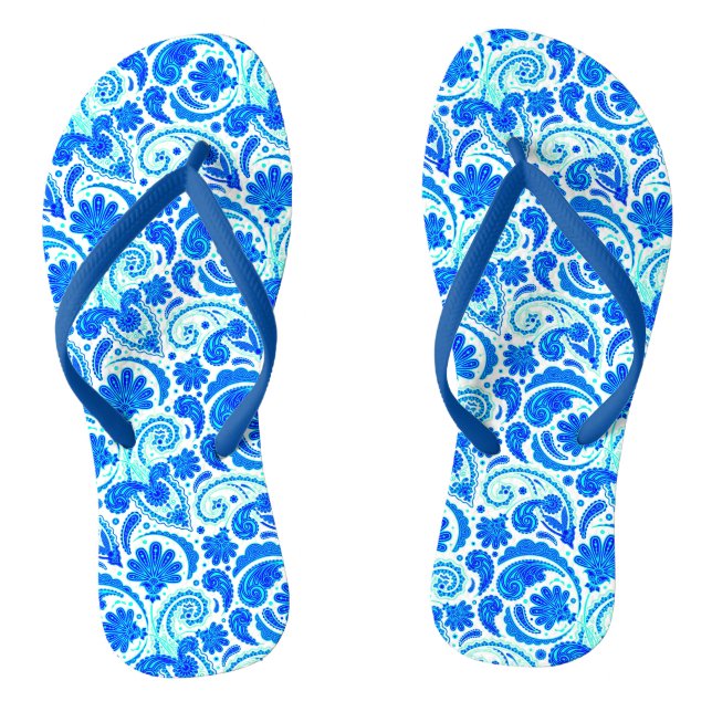 Niedliche blaue Aquarellenmuster Flip Flops (Fußbett)