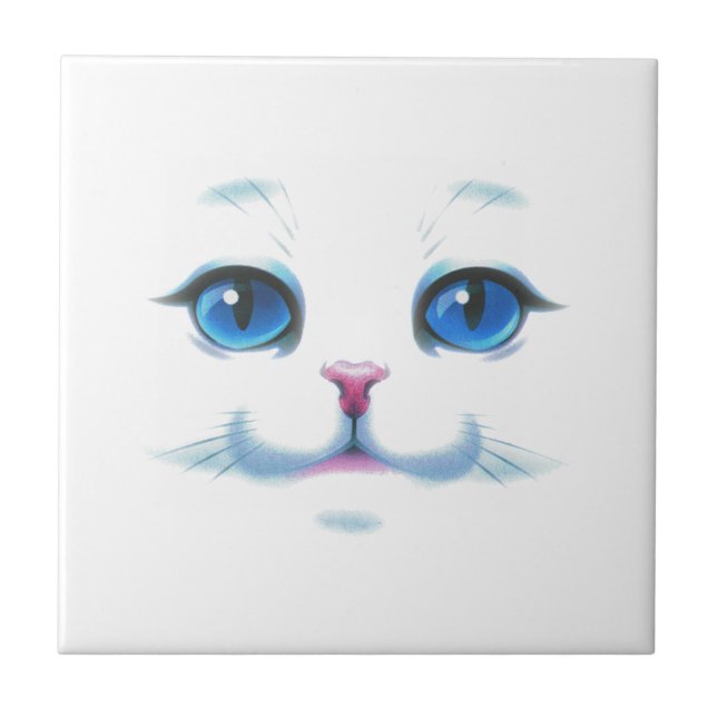 Niedliche blaue Augen der Katze Fliese (Vorderseite)
