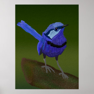 NIEDLICHE BLAUE BIRD-MALERIE  POSTER