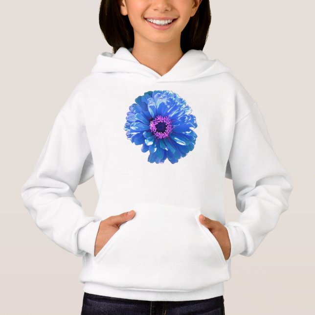 Niedliche blaue Blume zinnia dahlia Hoodie (Vorderseite)