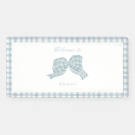Niedliche blaue Bugband-Babydusche Banner