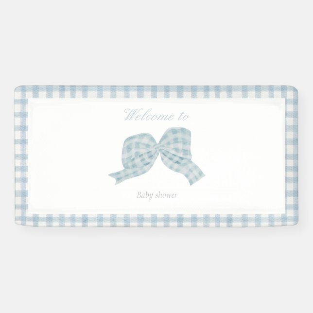 Niedliche blaue Bugband-Babydusche Banner (Horizontal)