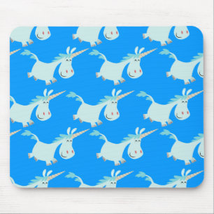 Niedliche blaue Cartoonunicorn-Herde!! mousepad