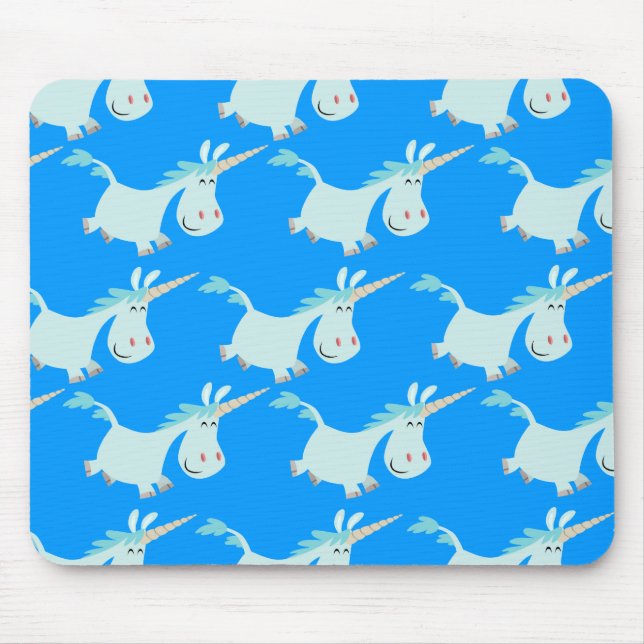 Niedliche blaue Cartoonunicorn-Herde!! mousepad (Vorne)