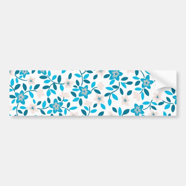 Niedliche, blaue Federblumenmuster Autoaufkleber (Vorne)
