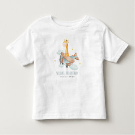 Niedliche Blaue Fliege über Giraffe tierisches Flu Kleinkind T-shirt