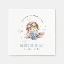 Niedliche blaue Fliege über Teddy Animal Flugzeug Serviette