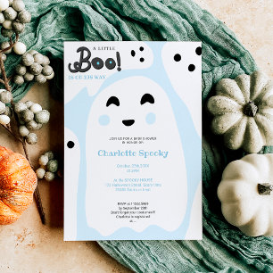 Niedliche blaue Geister Halloween-Babydusche Einladung