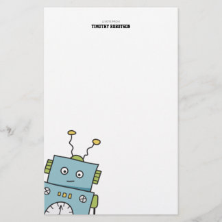 Niedliche blaue Hand gezeichneter Roboter Briefpapier