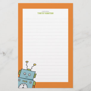 Niedliche blaue Hand gezeichneter Roboter Briefpapier