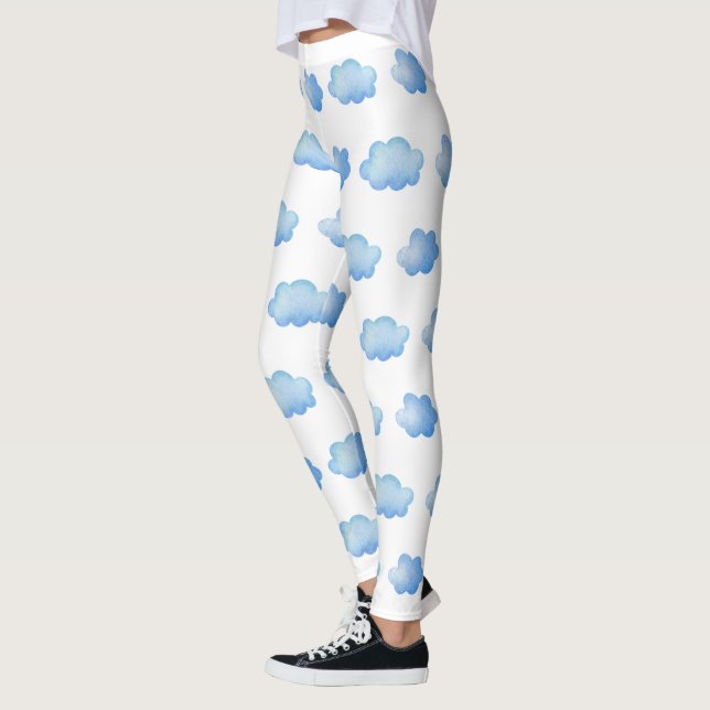 Niedliche blaue Himmelsmarbelwolke-Muster Leggings (Links)