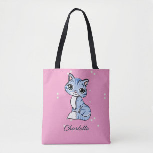 Niedliche blaue Katze auf rosa individuelle Name